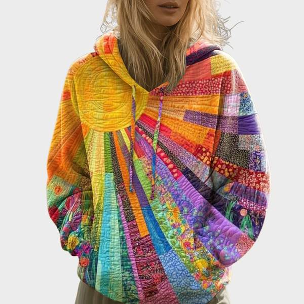 Nikolija | Hudica sa kapuljačom i patchwork printom sunca
