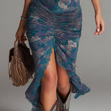 Lena | Midi dress with floral print and lace