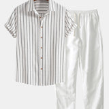 Nikola - Striped shirt and linen trousers