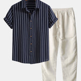 Nikola - Striped shirt and linen trousers