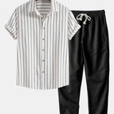 Nikola - Striped shirt and linen trousers