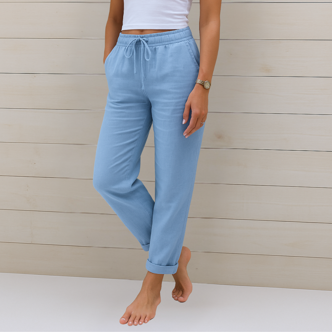 Sara | Premium elastične lanene pantalone