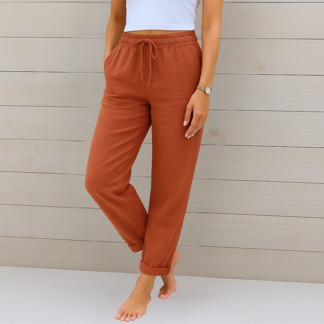 Sara | Premium elastične lanene pantalone
