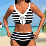 Gordana – Prugasti bikini sa dubokim strukom