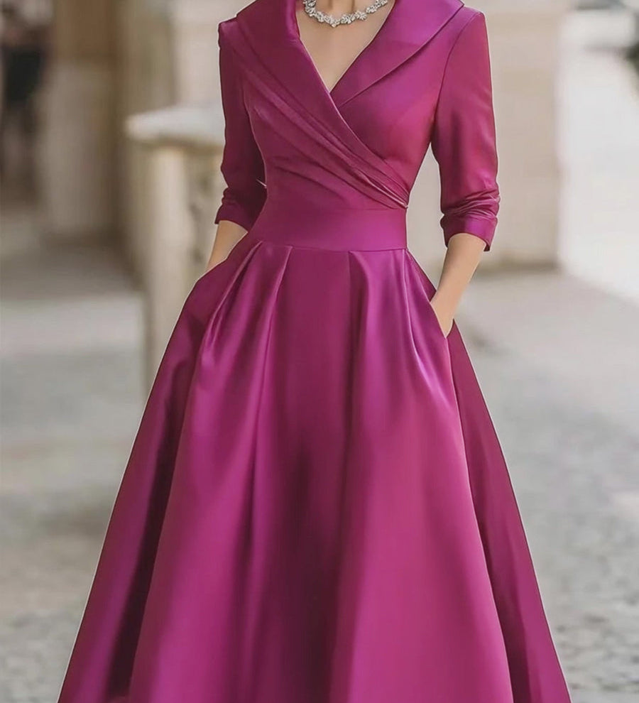 Ivana | Vintage satenska midi haljina