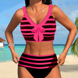 Gordana – Prugasti bikini sa dubokim strukom