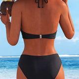 Marija - jednobojni bikini sa vezivanjem oko vrata