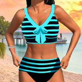 Gordana – Prugasti bikini sa dubokim strukom