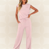 Simona | Ležerni komplet od pletenog materijala sa pantalonama s vezicom