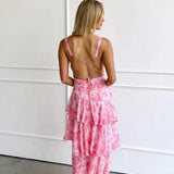 Floral dress with a plunging neckline