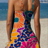 Ivana - Graphic floral tankini with shorts and tummy control