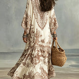 Boho Wide-Cut Dress with V-Neck and Asymmetric Details