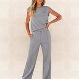 Simona | Ležerni komplet od pletenog materijala sa pantalonama s vezicom