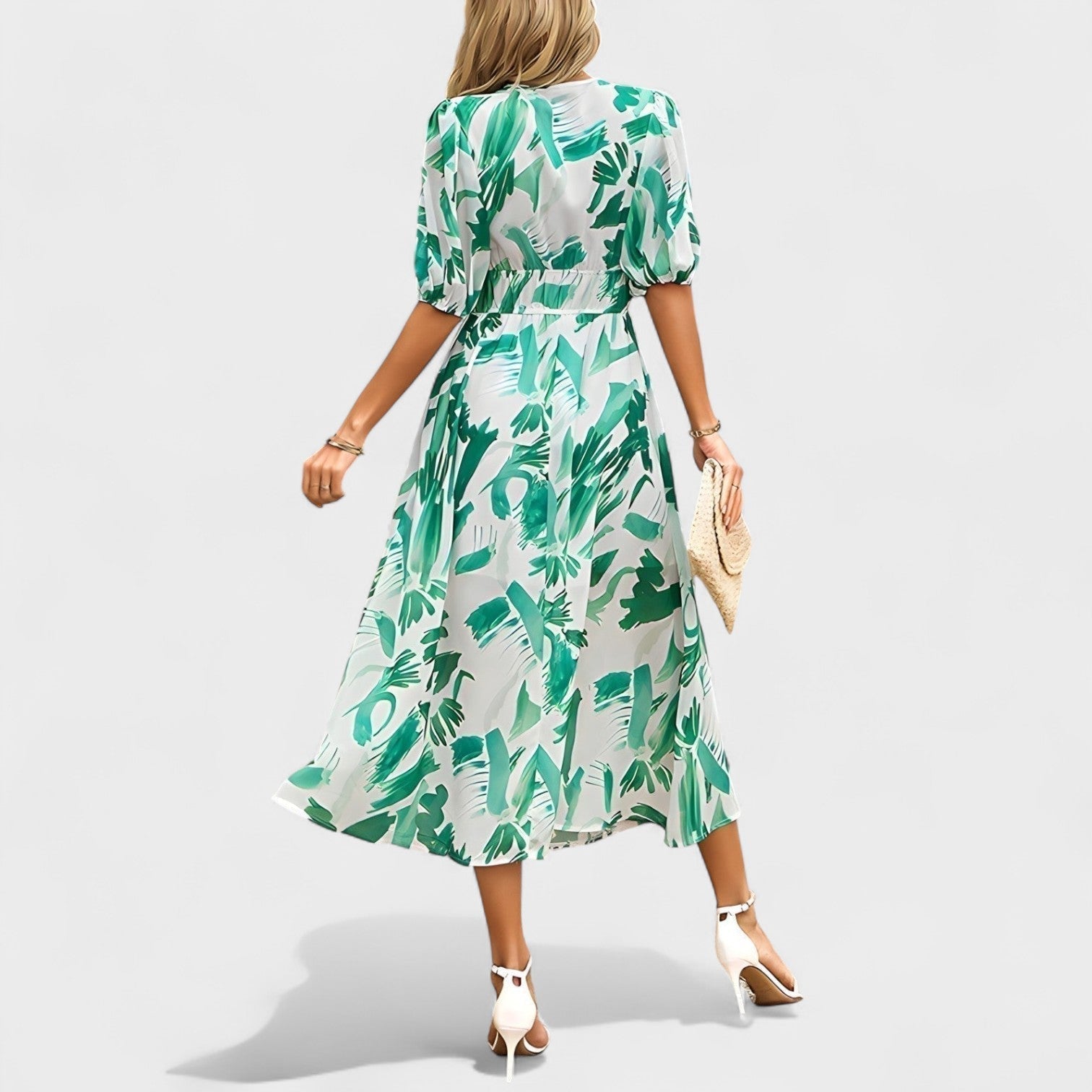 Klara | Elegantna midi haljina s cvjetnim dezenom