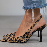 Liorina - Kaki salonke sa leopard printom i špicastim vrhom
