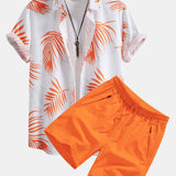 Miloš - Leaf Print Shirt and Swim Shorts