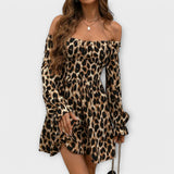 Catarina | Kratka haljina sa leopard dezenom i kvadratnom krагnom