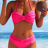 Marija - jednobojni bikini sa vezivanjem oko vrata