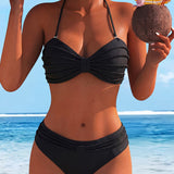 Marija - jednobojni bikini sa vezivanjem oko vrata
