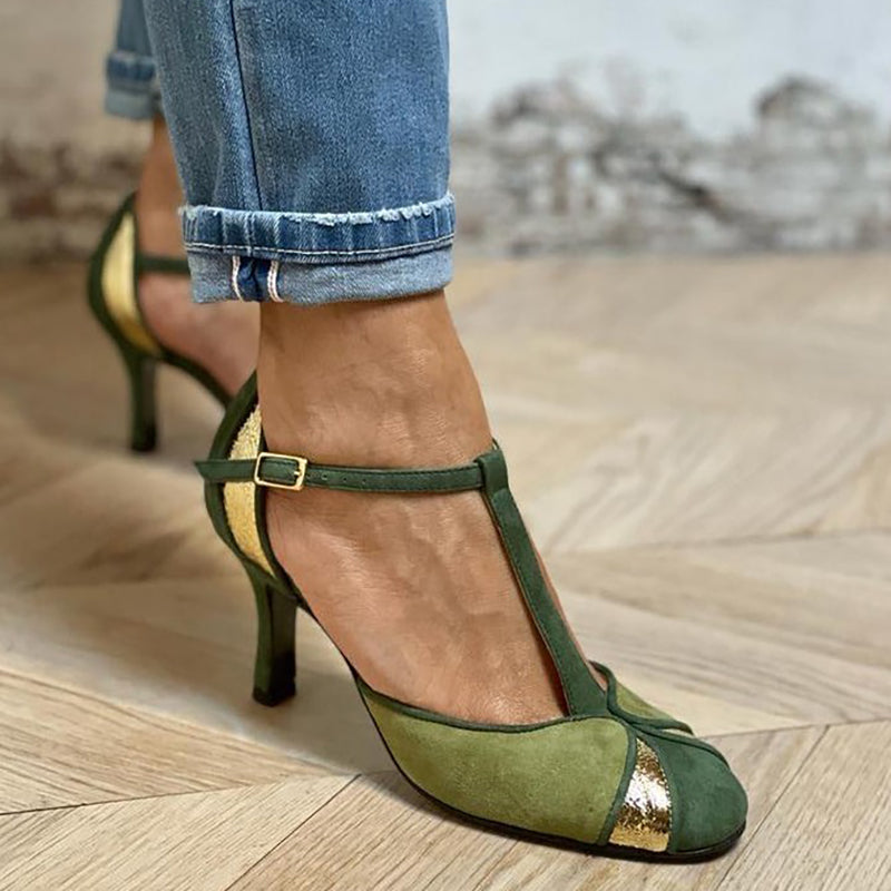 Tanja | Salonke s T-remenom, zatvorenim prstima i patchwork dizajnom