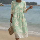Gabi - Midi haljina sa printom biljaka i cveća