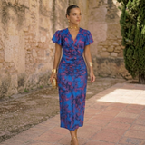 KARLA | Midi dress with print and pleated sleeves
