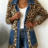 Dafina | Jakna sa leopard printom i teksas detaljima