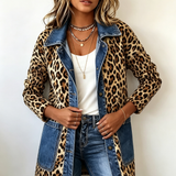 Dafina | Jakna sa leopard printom i teksas detaljima
