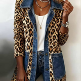 Dafina | Jakna sa leopard printom i teksas detaljima