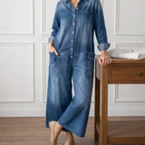 DIJANA | Vintage izbledeli, meki pamučni teksas kombinezon sa kopčanjem na dugmad